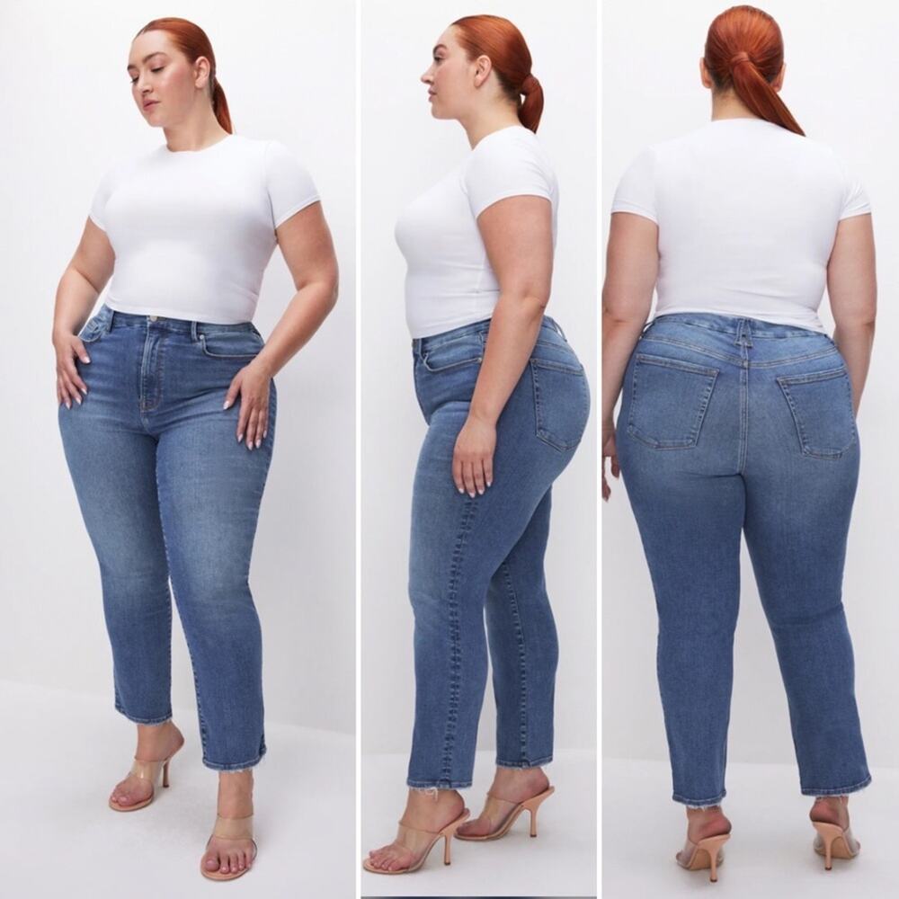 Good American Blue Straight Leg Jeans
